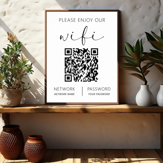 QR Code Weiß Bitte genießen Sie unsere WiFi Poster (Von Creator hochgeladen)