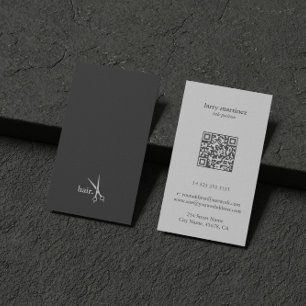 QR Code Weiß Grau Minimalistisches Haar Visitenkarte
