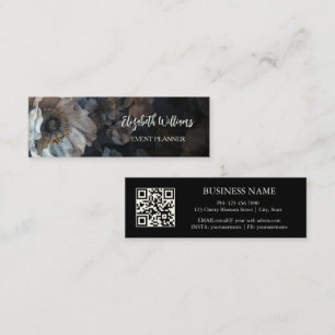 QR-Code Weiße Rose Schwarz Mini Visitenkarte