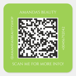 QR-Code Werbe-Name Kontakt Green Square Stic Quadratischer Aufkleber