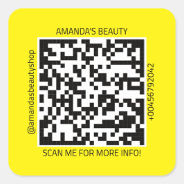 QR Code Werbe-Name Kontakt Web Gelb weiß Quadratischer Aufkleber