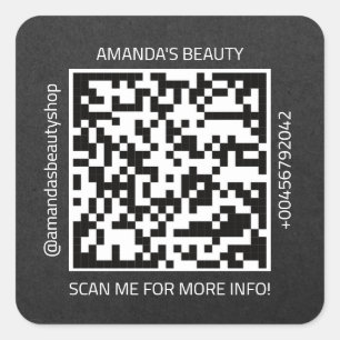 QR Code Werbe-Name Kontakt Web Natural Gray Quadratischer Aufkleber