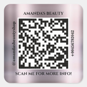 QR-Code Werbe-Name Kontakt-Webadresse Rose Quadratischer Aufkleber