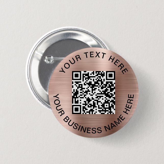 QR-Code Werbe-Rose Gold Button (Vorne & Hinten)