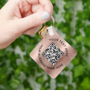 QR-Code Werbe-Rose Gold Schlüsselanhänger