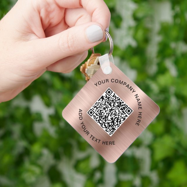 QR-Code Werbe-Rose Gold Schlüsselanhänger (Hand)