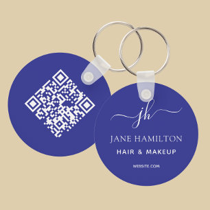 QR-Code Werbegeschäft Blau Schlüsselanhänger