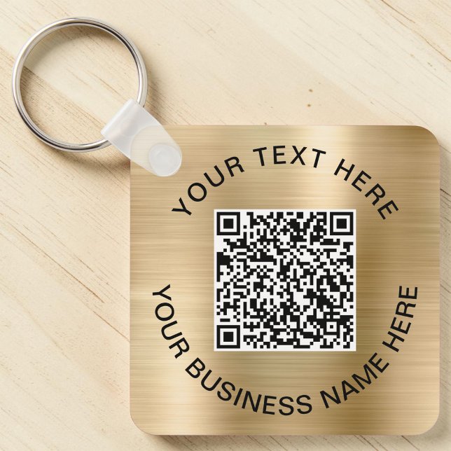 QR-Code Werbegold Schlüsselanhänger (Your link. On their keys. Custom promotional QR code gold keychain. Scan & connect anywhere, anytime)