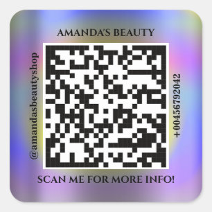 QR-Code Werbename Kontaktadresse Webadresse Blau Quadratischer Aufkleber