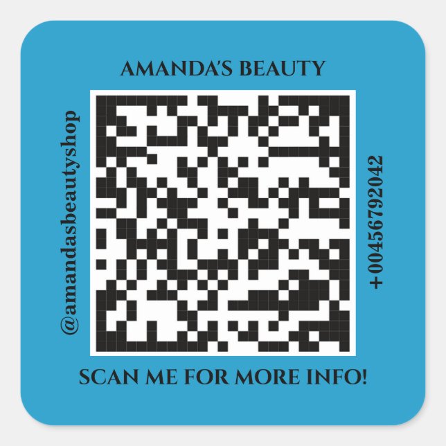 QR-Code Werbename Web Blue Square Aufkleber (Vorderseite)