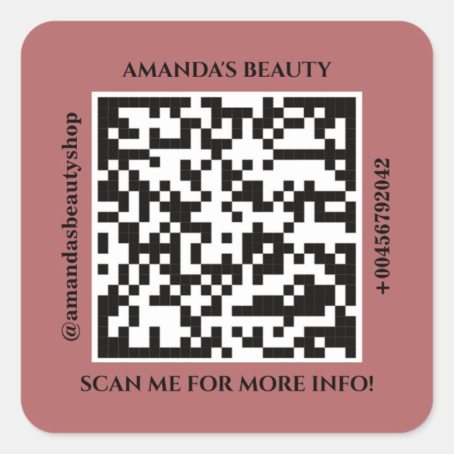QR-Code Werbename Web Red Quadratischer Aufkleber (Vorderseite)