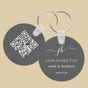 QR-Code Werbeunternehmen Grau Schlüsselanhänger