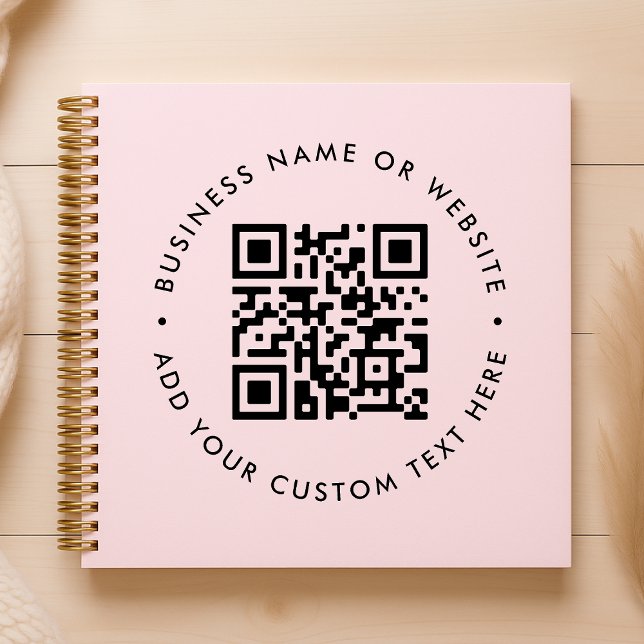 QR-Code | Werbung für Frauen in Rosa Notizbuch (Interactive editable QR code spiral notebooks to promote your business, products or services.)