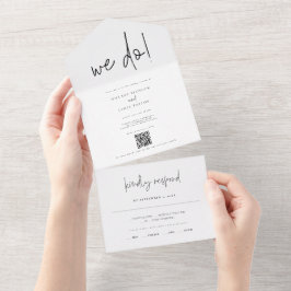 QR Code Whimsical Modernes Foto machen wir Hochzei All In One Einladung