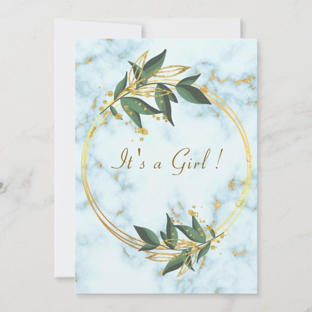 QR Code White Marble Baby Girl Dusche Einladung (Rückseite)