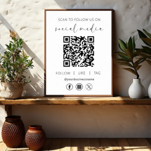 QR Code White Scan zu folgen uns im sozialen Netzw Poster