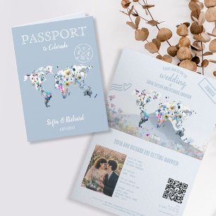 QR-Code-Wiesen-Hochzeits-Reiseziel-Pass-Karte Einladung