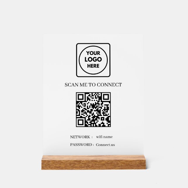 QR-Code Wifi | Benutzerdefiniertes Logo Scanne-um- Acrylschild (Vorderseite)