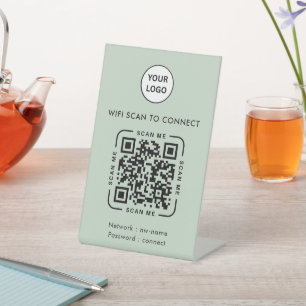 QR-Code Wifi   Geschäftslogo Scanne um Sage zu ver Sockelschild