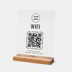 QR-Code Wifi   Geschäftslogo Scannen zum Verbinden Acrylschild