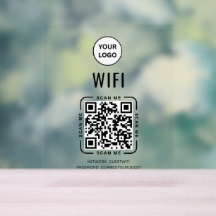 QR-Code Wifi   Geschäftslogo Scannen zum Verbinden Acrylschild