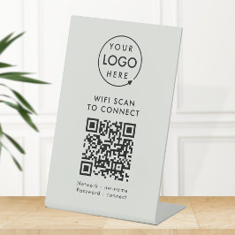 QR-Code Wifi | Graue Firmenlogos Internet Connect Sockelschild