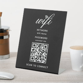 QR-Code Wifi Internet-Kennwort Schwarzes Foto-Zeic Sockelschild