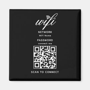 QR-Code-Wifi-Internetschlüssel Schwarz Magnet