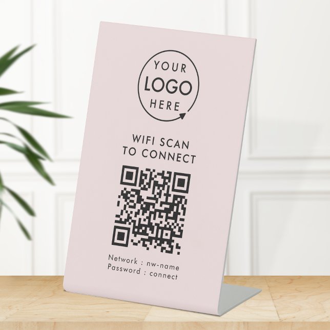 QR-Code Wifi | Pink Business Logo Internet Connect Sockelschild (Von Creator hochgeladen)
