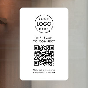 QR-Code Wifi Prüfung von Firmenlogo auf "Connect Fensteraufkleber