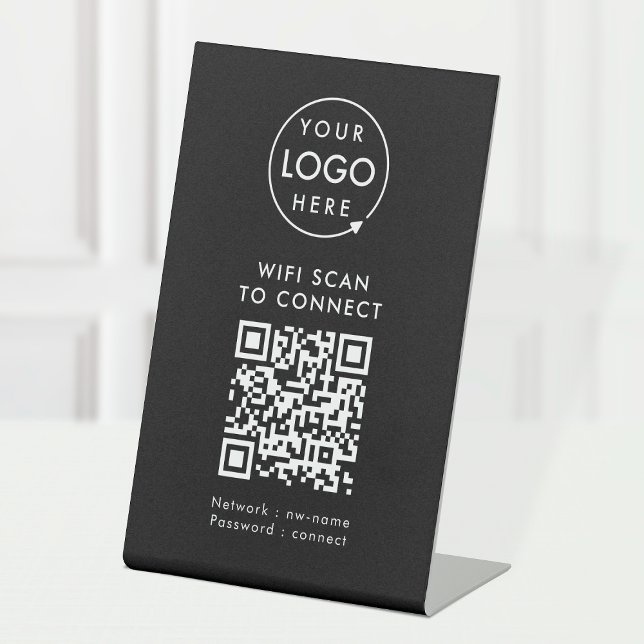 QR-Code Wifi | Scan für Schwarze Firmenlogos zur V Sockelschild (Von Creator hochgeladen)