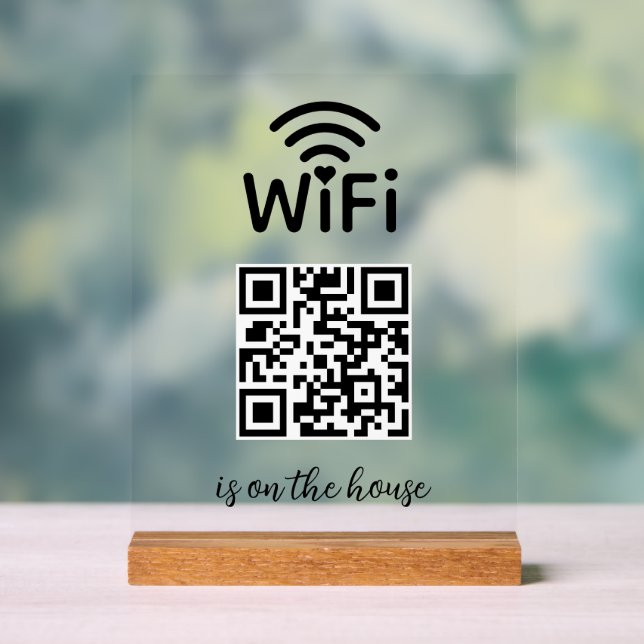 QR Code Wifi Scan to Connect ist im Haus Acrylschild (Neutral)