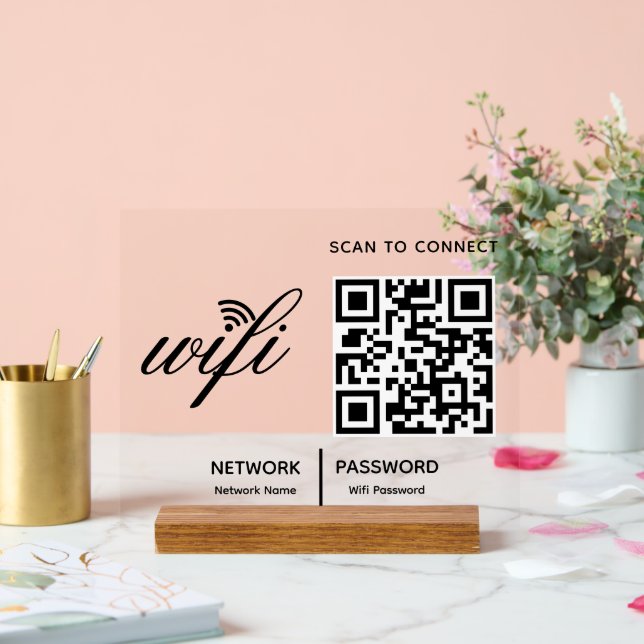 QR-Code Wifi-Scan zum Anschluss von benutzerdefini Acrylschild (Hochzeit)