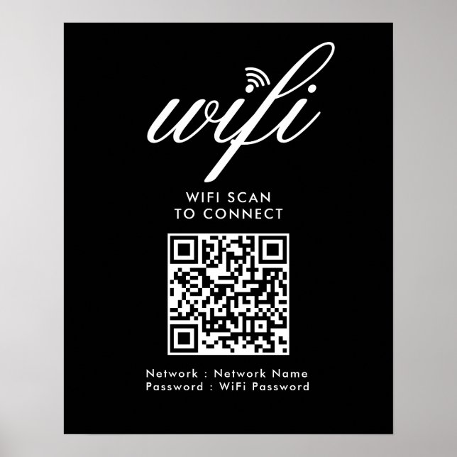 QR-Code Wifi-Scan zur Verbindung von Schwarz mit b Poster (Vorne)