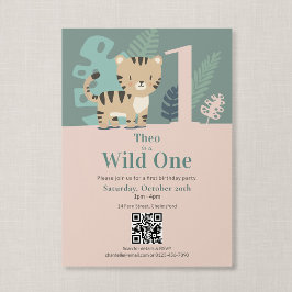 QR-Code Wild One Dschungel Tiger Erster Geburtstag Einladung