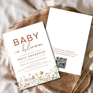 QR Code Wildblume Baby in Bloom Baby Dusche Einladung