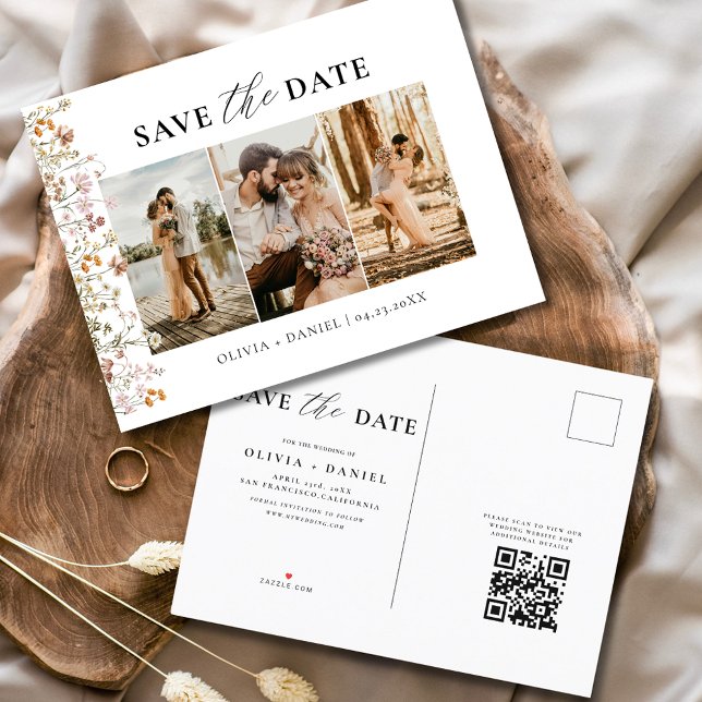 QR Code Wildblume Blumenhochzeit Ankündigungspostkarte (Von Creator hochgeladen)