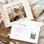 QR Code Wildblume Blumenhochzeit Ankündigungspostkarte<br><div class="desc">Ankündigen Sie Ihren besonderen Tag mit unserer QR Code Wildblume Floral Wedding Save the Date! Die elegante Wildblume verbindet rustikalen Charme mit modernem Komfort. Der beiliegende QR-Code führt die Gäste zu Ihrer Hochzeitswebsite, damit sie leicht zu Details und RSVPs gelangen können. Es wurde mit hochwertigen Materialien hergestellt und ist sowohl...</div>