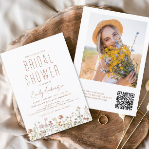 QR Code Wildblume Brautparty Foto Einladung