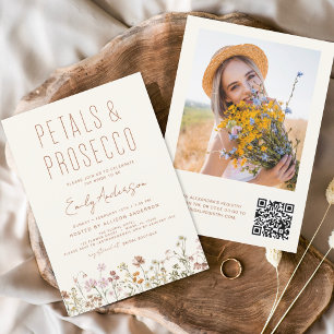 QR Code Wildblume Petals & Prosecco Brautparty Einladung