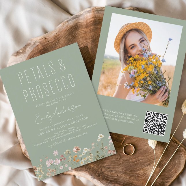QR Code Wildblume Petals & Prosecco Sage Green (Von Creator hochgeladen)