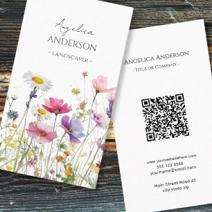 QR Code Wildblume Vertikale Visitenkarte