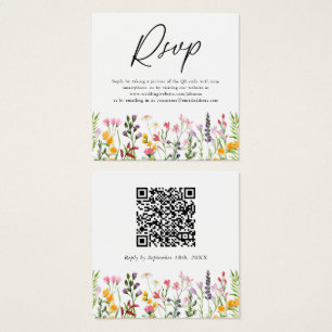QR-Code-Wildblume zum Hochzeitssehen der RSVP-Kart