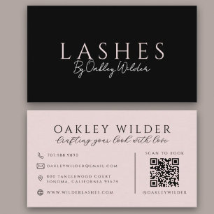 QR-Code-Wimpernkünstler Blush Pink Schwarz Visitenkarte