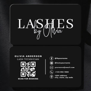 QR-Code-Wimperntechnikerin Schwarz Weiß Visitenkarte