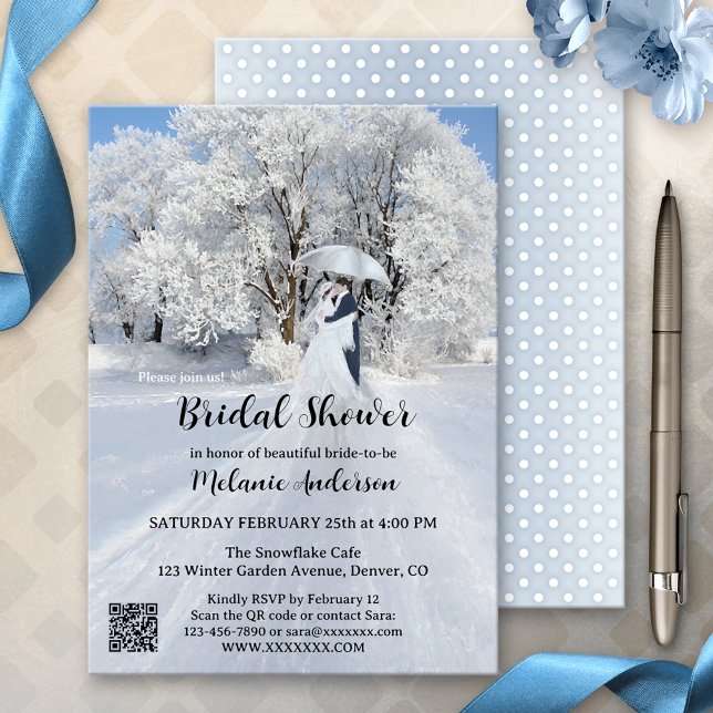 QR-Code Winter Wonderland Snow Brautparty Einladung (Von Creator hochgeladen)