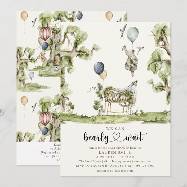 QR Code Wir können frühzeitig abwarten Woodland Ba Einladung (Vorne/Hinten)