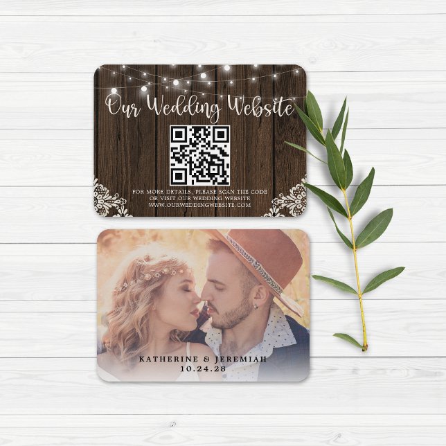QR Code Wood Lights Lace Wedding Website (Von Creator hochgeladen)