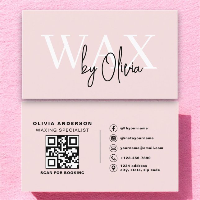 QR-Code WX Spezialist für Östhetik Blush Pink Visitenkarte (Von Creator hochgeladen)
