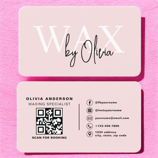 QR-Code WX Spezialist für Östhetik Blush Pink Visitenkarte (Von Creator hochgeladen)